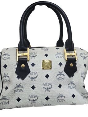 MCM White Leather Logo Crossbody